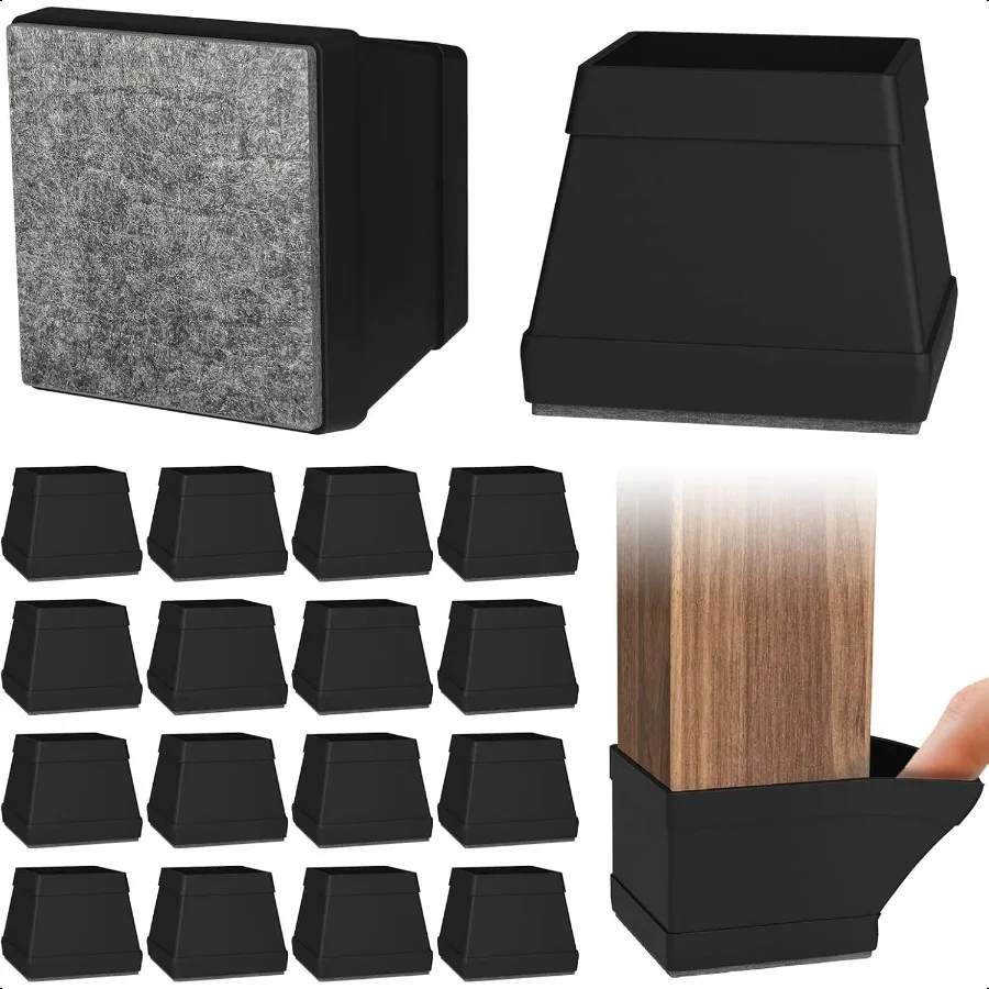 

24 шт. квадратные силиконовые защитные накладки на пол для ножек стула, защитные накладки на ножки стула для паркетных полов. Black24 Средний