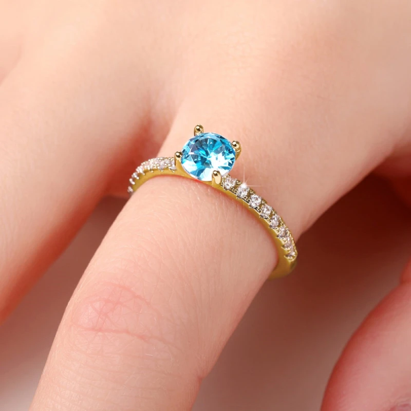 Huitan Klassisches 4-Krallen-Design, rund, Zirkonia, für Damen, Hochzeit, Verlobungsringe, 3 Farben erhältlich, zurückhaltender Brautschmuck, heißer Verkauf – Detail 22