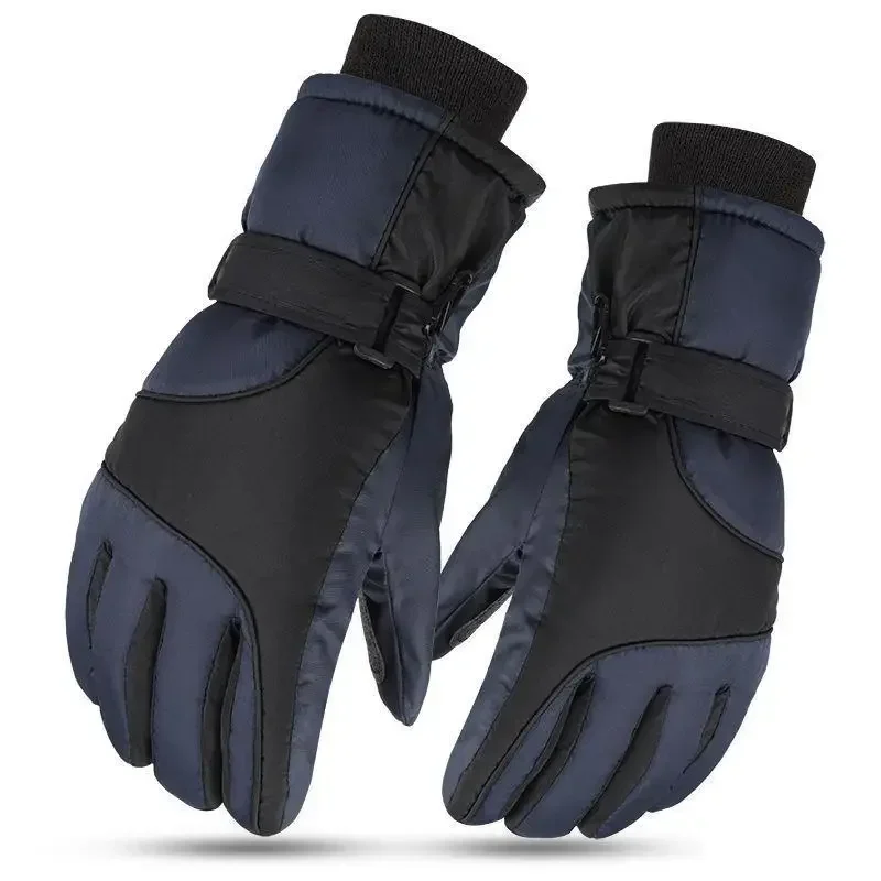 Winter Cotton Thick Velvet Windproof Cycling Motorcycle Gloves Anti-Slip Warm Waterproof Electric Touch Screen Ski Glove Women