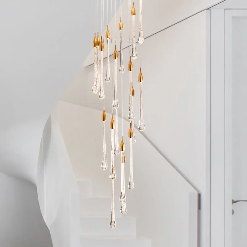 Modern Creative Personality Pendant Light Luxury Water DropShaped Chandelier for Dining Room Large Bedroom Indoor Decor Lampara image 3