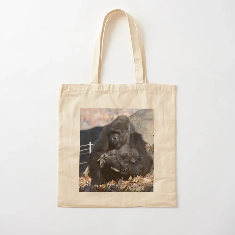 

Gorilla Lulu with infant Floyd at Zoo Atlanta Tote Bag Portable shopping bag Candy bags shopping bags foldable Tote Bag