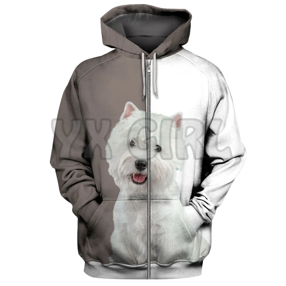 

White Terrier West Highland Dogs 3D Printed Hoodies Men For Women Unisex Pullovers Zipper Hoodie Casual Street Tracksuit