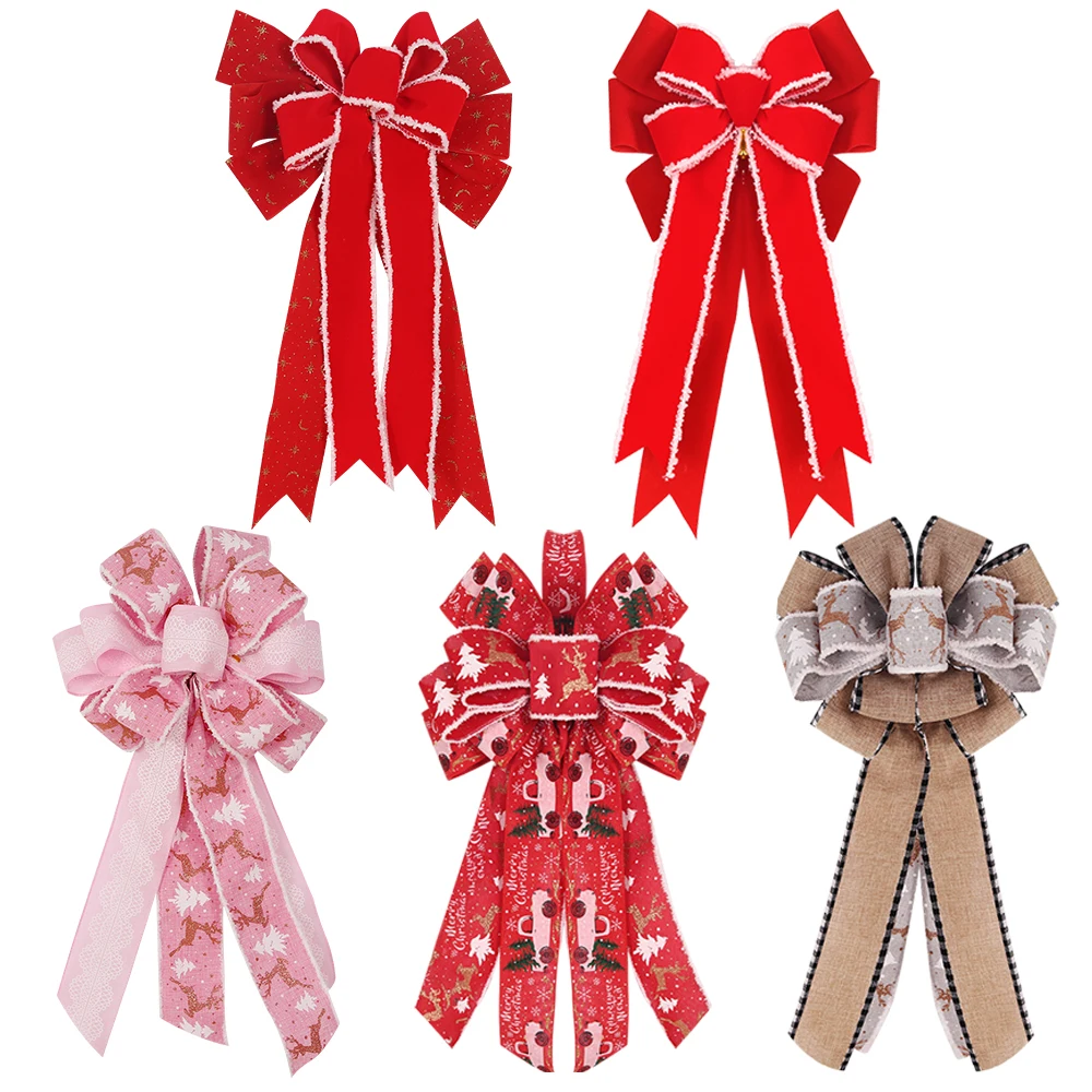 Christmas Party Decoration Bow Red Christmas Tree Decorations Ribbon Knot Home Decor Gift Large Christmas Ornament