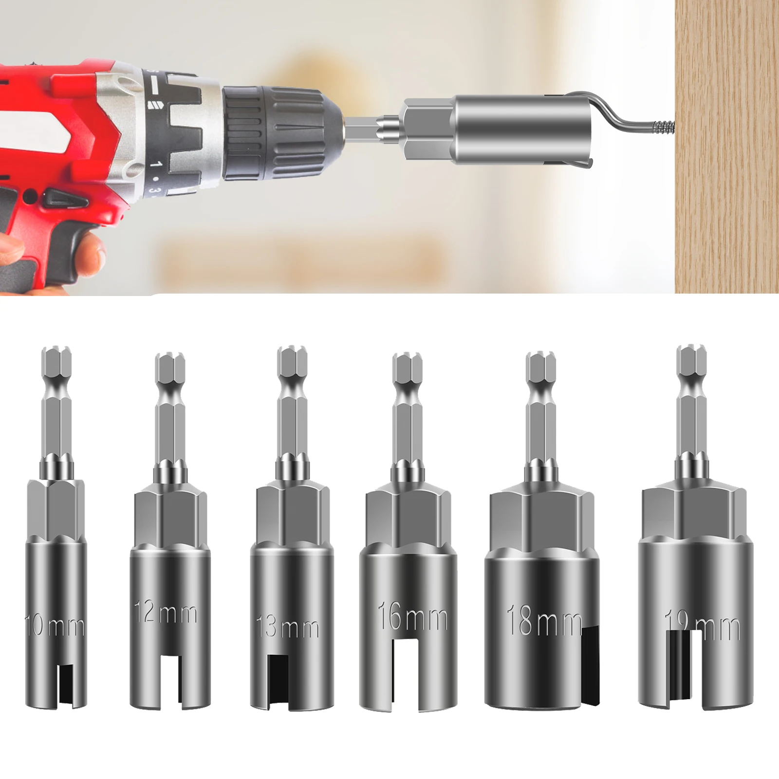 

Bit Socket Wrenches Tools 1/4 Inch Hex Shank Nut Driver Slot Wing nuts Drills Bits for Panel Nuts screws Eye C hook bolt