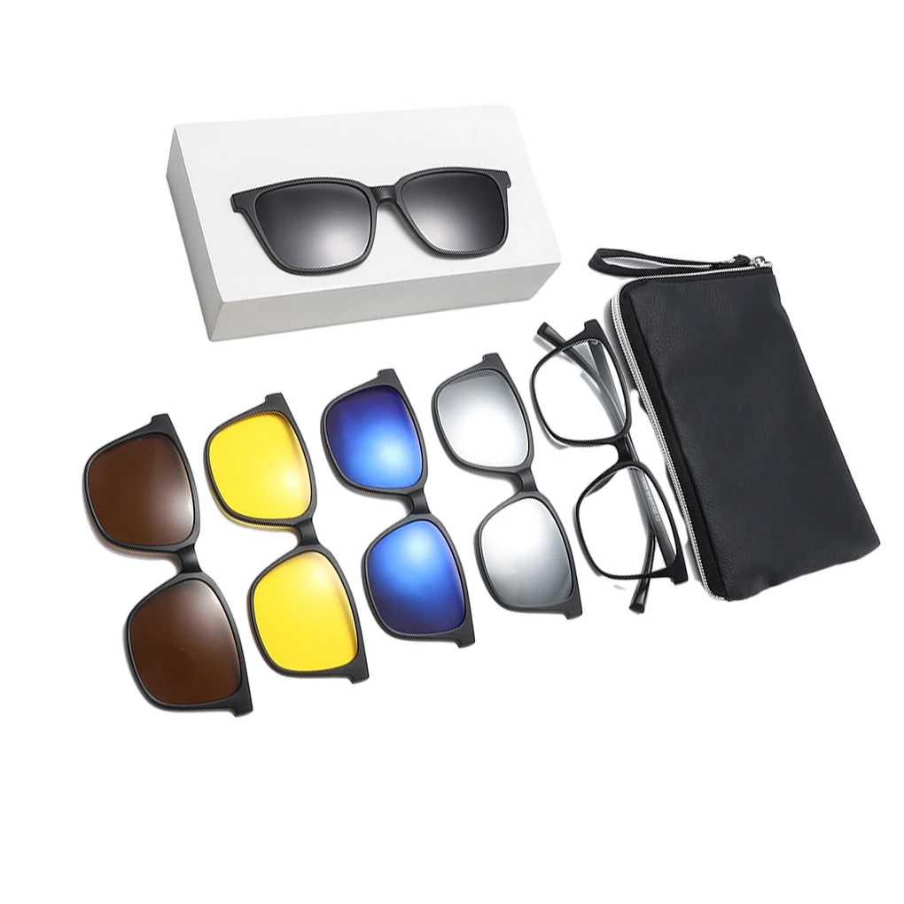 5pcs/set Impact-resistant Clip On Glasses Frame For Non-sliding Performance Daily Party Magnetic