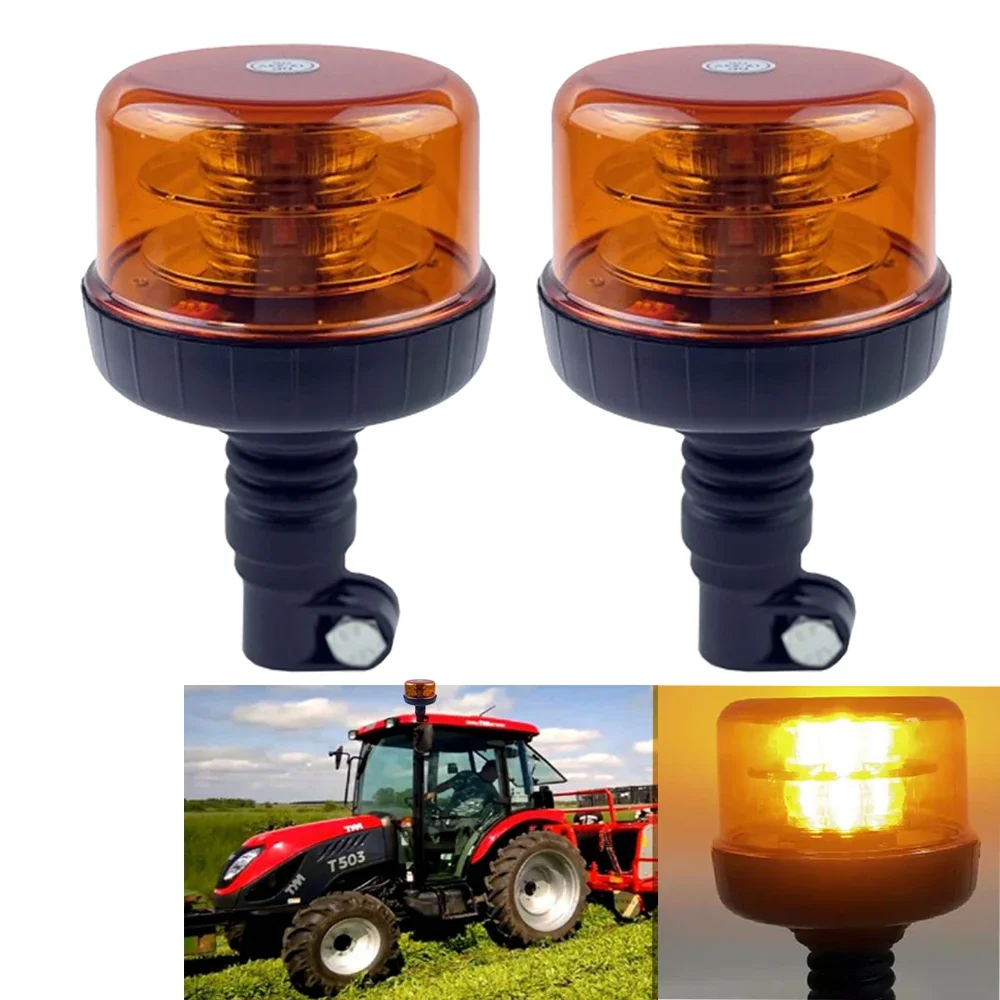

2x 12V 24V LED Warning Emergency Strobe Light Flashing Beacon Rotating Police Agricultural Machinery Truck Tractor Waterproof