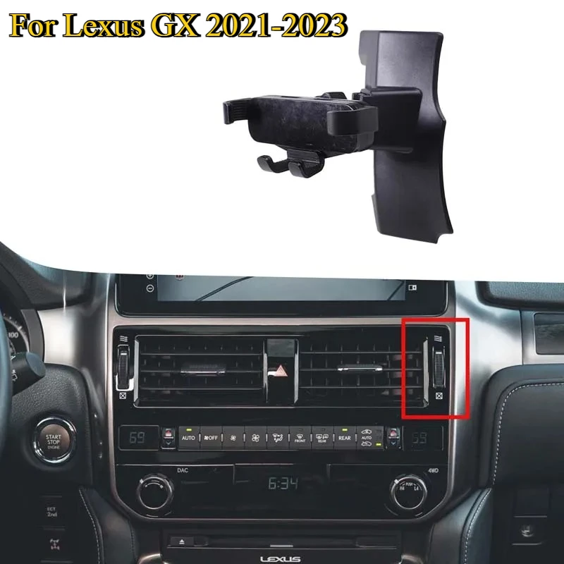 

For Lexus GX 2021-2023 ABS Black Car Center Control Air Outlet Right Side Mobile Phone Holder GPS Navigation Bracket Accessories