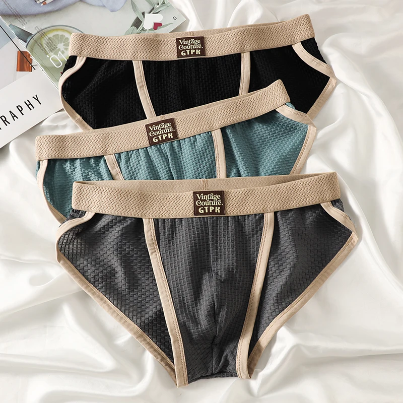 3-pack men's underwear men's briefs youth sports shorts ice silk breathable summer sexy underwear