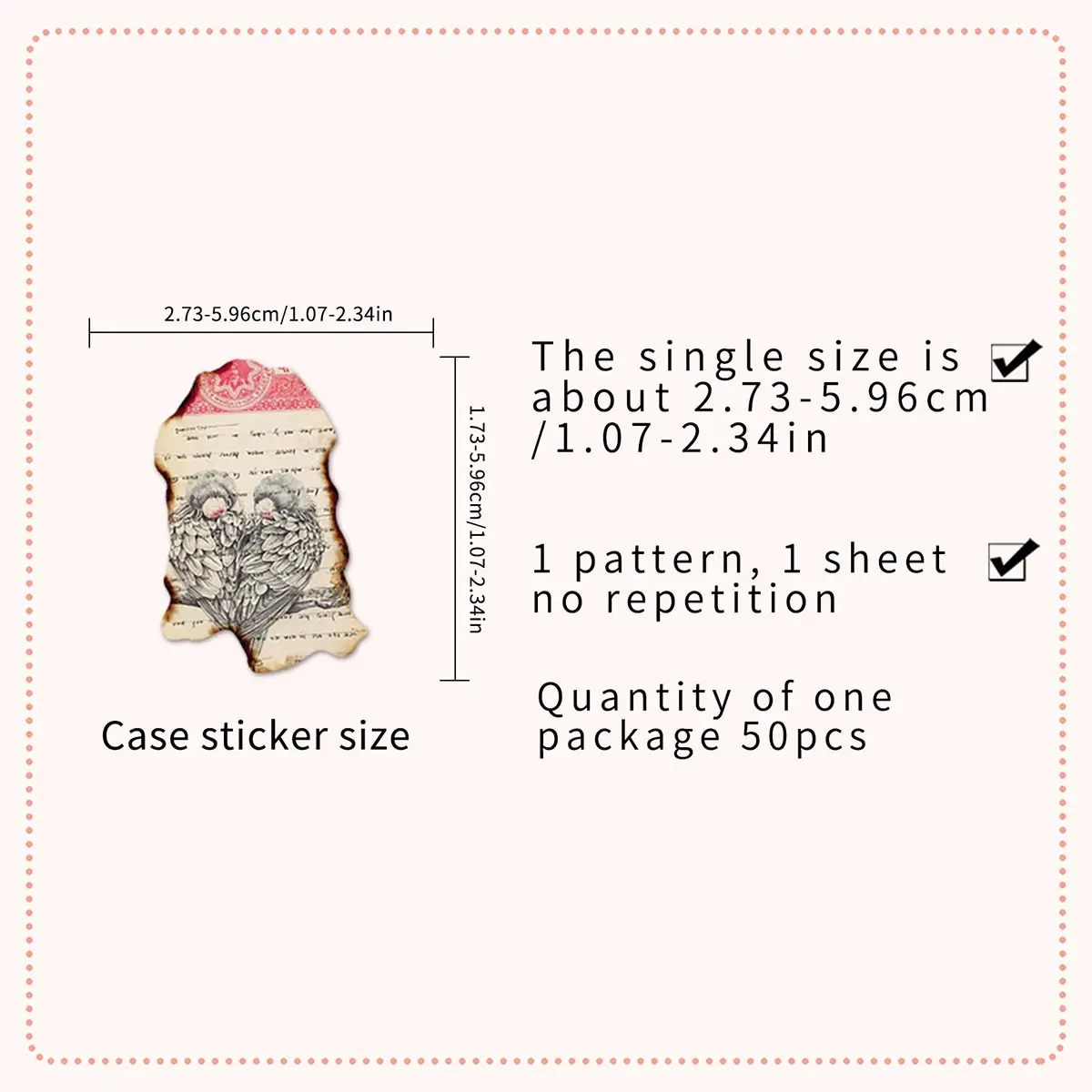 50 Pieces of Vintage Distressed Collage Stickers, Artistic Floral Music Score Stickers, Handbook Decoration Material Pack