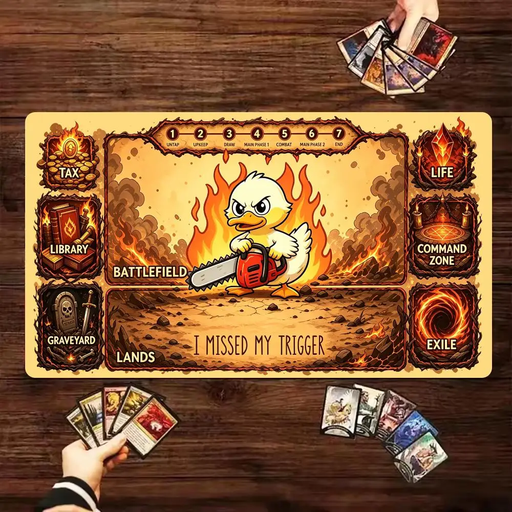 Funny Angry Duck Mouse Pad 600X350 Trading Card Game Playmat TCG CCG Play Mat Magic MTG Non-Slip Durable Stitched Edge Card Mats