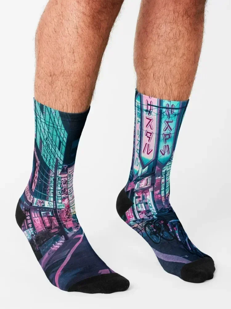 Tokyo - A Neon Wonderland Socks Argentina cycling warm winter heated Socks Ladies Men's