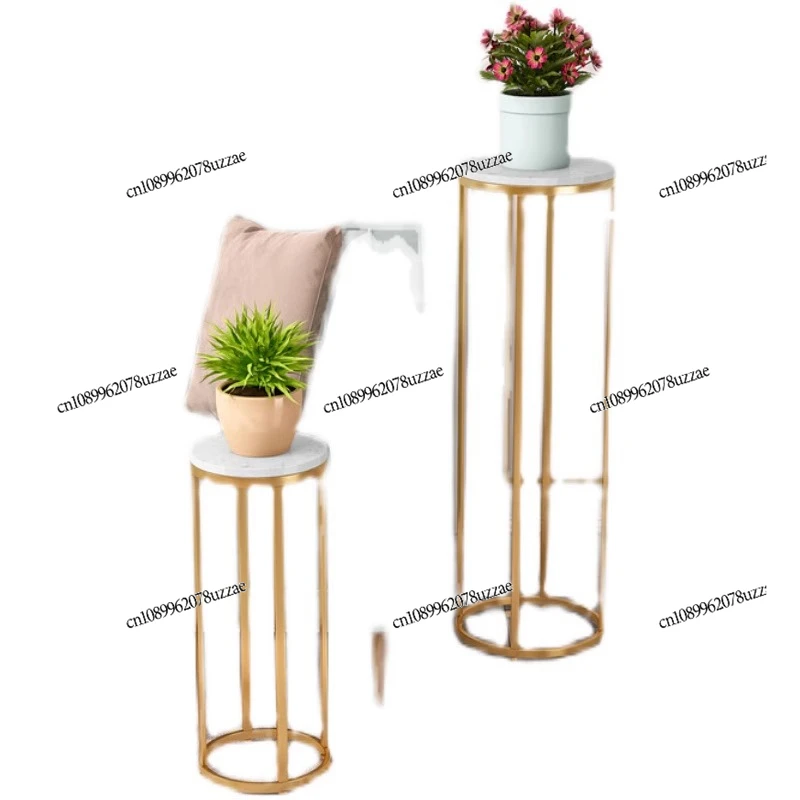 Nordic Wrought Iron Light Luxury Floor-to-ceiling Flower Stand Living Room Bedroom Modern Simple Marble Balcony Storage Small