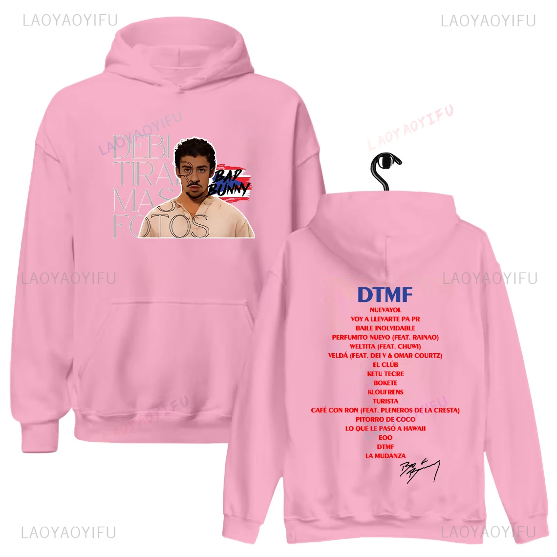 Bad Bunny Album DTMF Print Pullover Mode Losse Hoodie Herfst Winter Warm Mannen Vrouw Trend Straat Sweatshirt met lange mouwen
