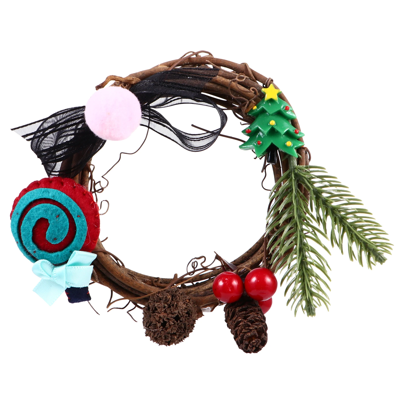 

Christmas Wreath nament Mini Decorative Hanging Textile Artificial Exquisite Home Party ChristmasDecoration