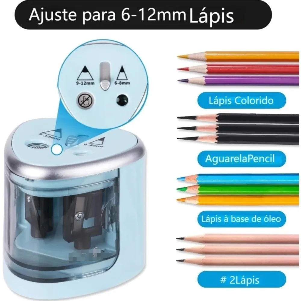 Two-hole Electric Pencil Sharpener Switch Battery Charging Automatic Pencil Sharpener Portable Pencil Sharping Tool
