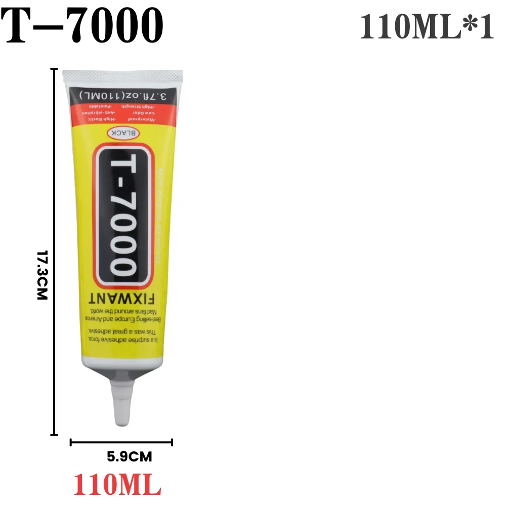Klarer B-7000 und schwarzer T-7000-Klebstoff, 15 ml/50 ml/110 ml, Schmuckhandwerk, wasserfester, schnell trocknender Harzkleber, Handy-Bildschirm-Reparaturkleber