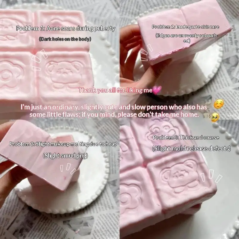★▲ Strawberry Milk Cube Cake Bread Squeeze Toy Soft Touch Stress Relief Slow Rising Sensory Fidget Toys For Kids Adults