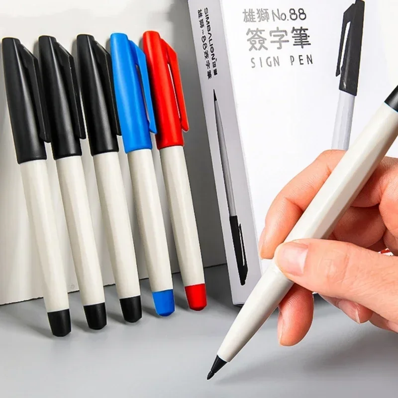 1/12Pcs High Quality Signature Pen 1mm Nib Black Red Blue Ink Quick-Drying Student Drawing Outlining Paint Marker Pen Stationery