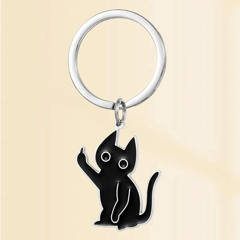 Edelstahl Schwarze Katze Schlüsselanhänger Schlüsselanhänger Auto Schlüsselanhänger FrauenGeschenkschmuck