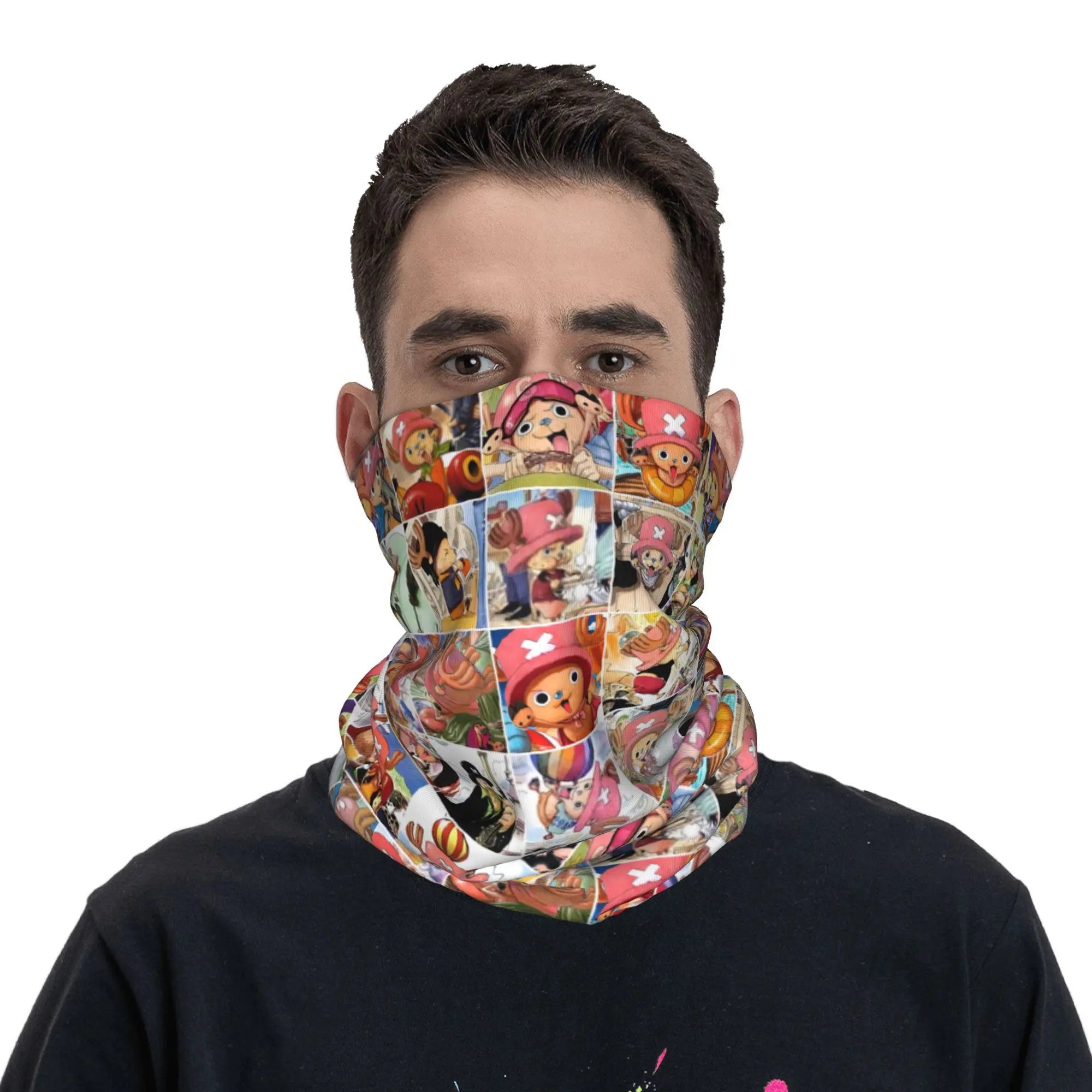 Custom Chopper Janpan Anime Neck Gaiter Men Women Windproof Winter Manga Bandana Scarf for Hiking