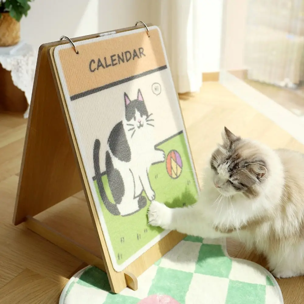 

Detachable Cat Scratcher Board Wood Stand Wear-resistant Calendar Cat Scratcher Inclined Design Easy To Assemble