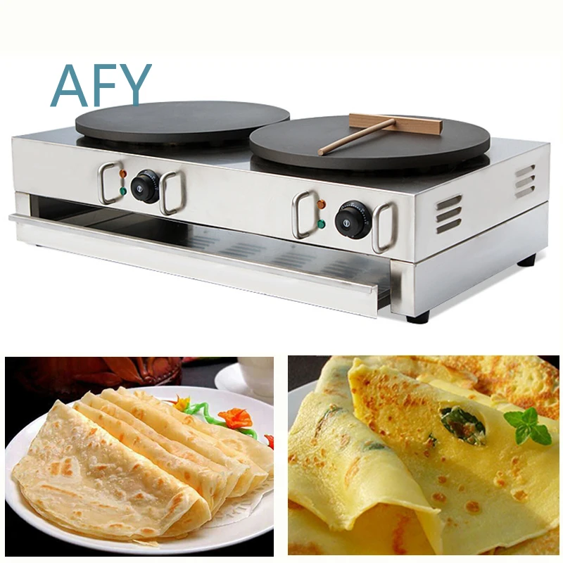 Commercial Electric Crepe Maker for Pancake Making Machine Double Burner Electric Crepe Making Furnace for Restaurants Cafes