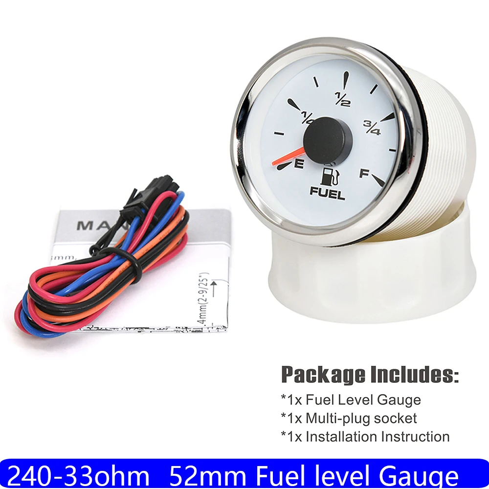 Jauge De Carburant, Jauge De Niveau De Réservoir De Mazout Universelle 2 52mm 0-190ohm Mètre De Pointeur De Signal Pour Voiture De Bateau Marin(Cadre Argenté Sur Blanc Jauge De Carburant, Jauge De Niveau De Réservoir De Mazout Universelle 2 52mm 0-190ohm Mètre De Pointeur De Signal Pour Voiture De Bateau Marin(Cadre Argenté Sur Blanc