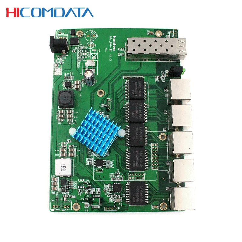 HICOMDATA 2500Mbps Ethernet Switch Fiber Optic Converter Media 2500Mbps 1 * SFP+5/8* RJ45 Ethernet Switch PCBA