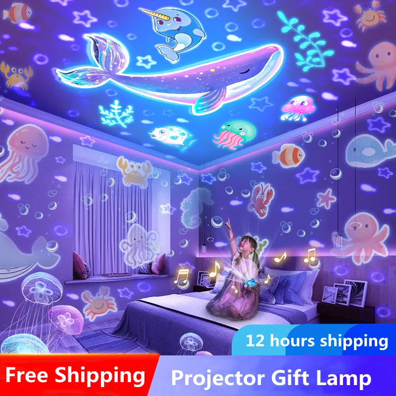 Rotating Sky Moon Lamp Galaxy Lamp Starry Projector Night Light Home Bedroom Decoration Christmas Light for Children\'s Day Gift