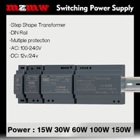 MZMW DIN Rail Switching Power Supply HDR-Series 15W 30W 60W 100W 150W AC/DC 12V 24V Slim Step Shape Transformer Industrial SMPS