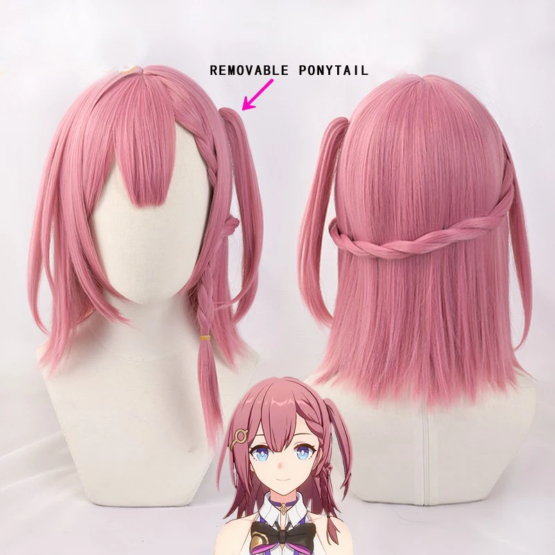 Honkai: Star Rail Asta Wig rosa rabo de cavalo Styled cabelo sintético Cosplay Traje Perucas Para O Dia Das Bruxas Mulheres Girl Party Papel