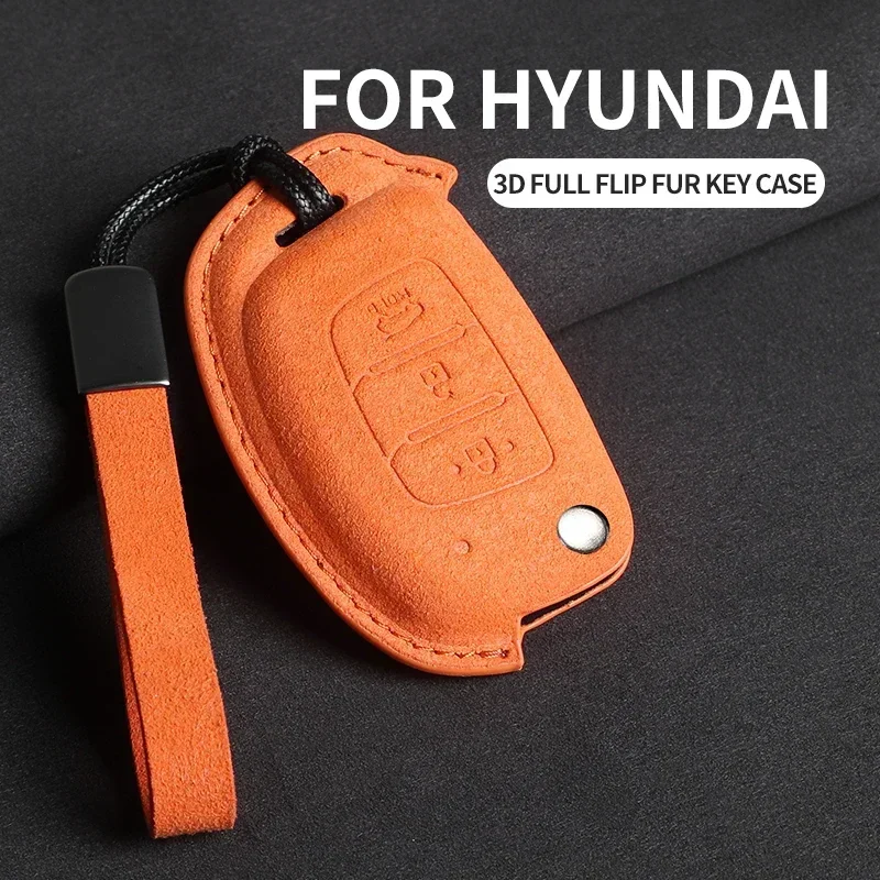 Замшевый автомобильный откидной чехол для ключей для Hyundai Grand I10 2023 I20 I30 IX35 IX45 HB20 Elantra Solaris Sonata Santa Fe Sport Tucson Замшевый автомобильный откидной чехол для ключей для Hyundai Grand I10 2023 I20 I30 IX35 IX45 HB20 Elantra Solaris Sonata Santa Fe Sport Tucson