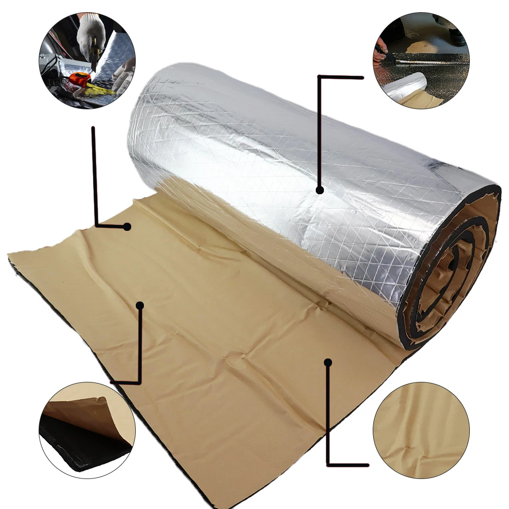 

Автомобильная тепло- и звукоизоляционная пленка из алюминиевой фольги 50*200 см, толщиной 10 мм, для шумо- и теплоизоляции автомобиля