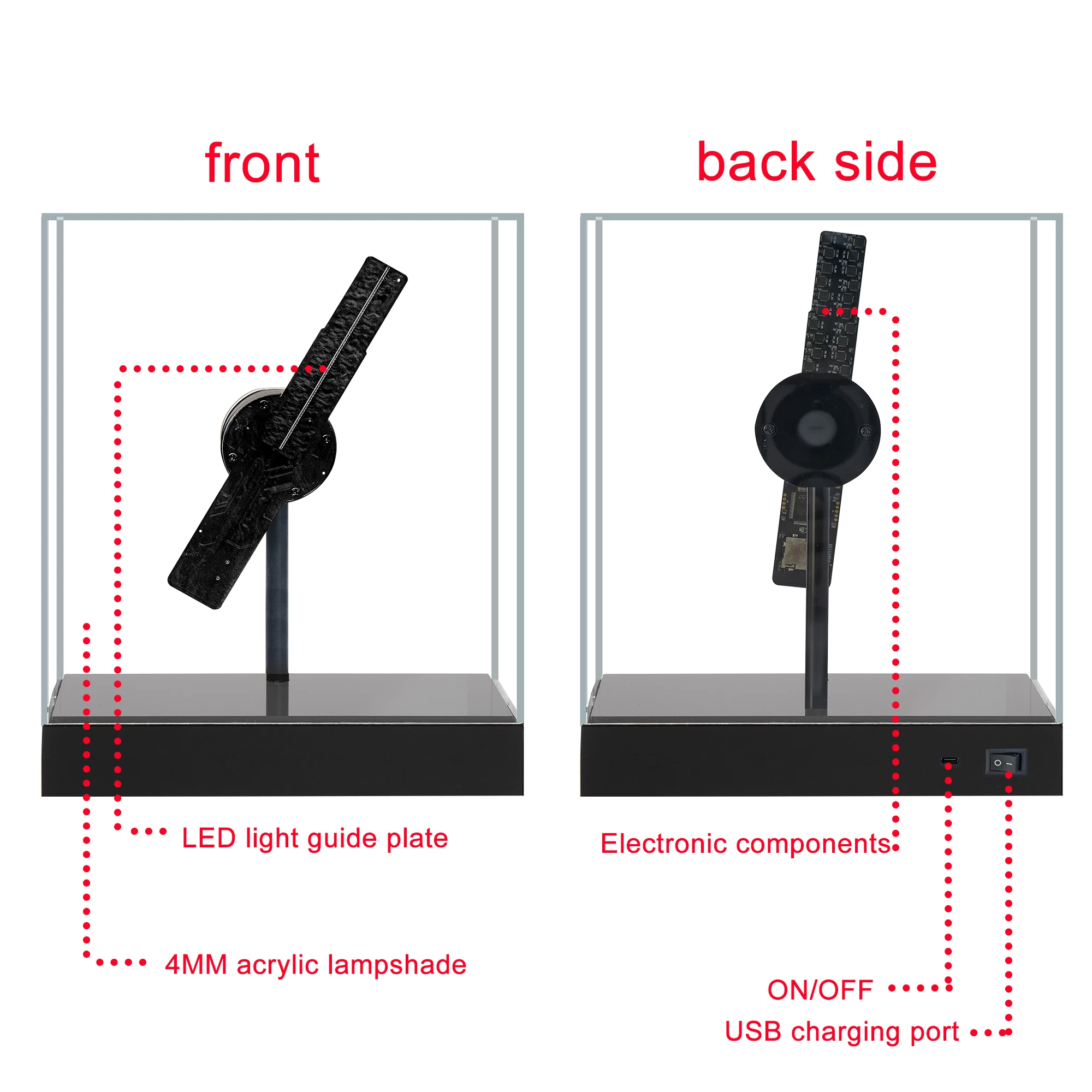 3D Holographic Fan LED Sign 'OPEN' with USB Interface - Enhance Store Visibility Brightness Feature for Business Lighting