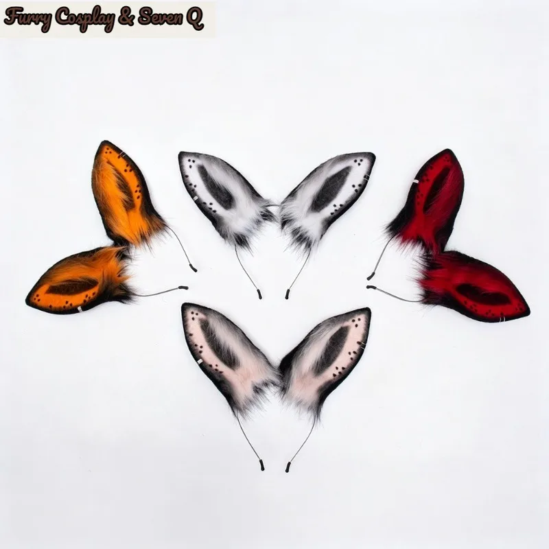 Dark Rabbit Ears Halloween Headdress Cosplay Plush Spotted Rabbit Ears Headband Stage Performance Props Party Costume Headpiece