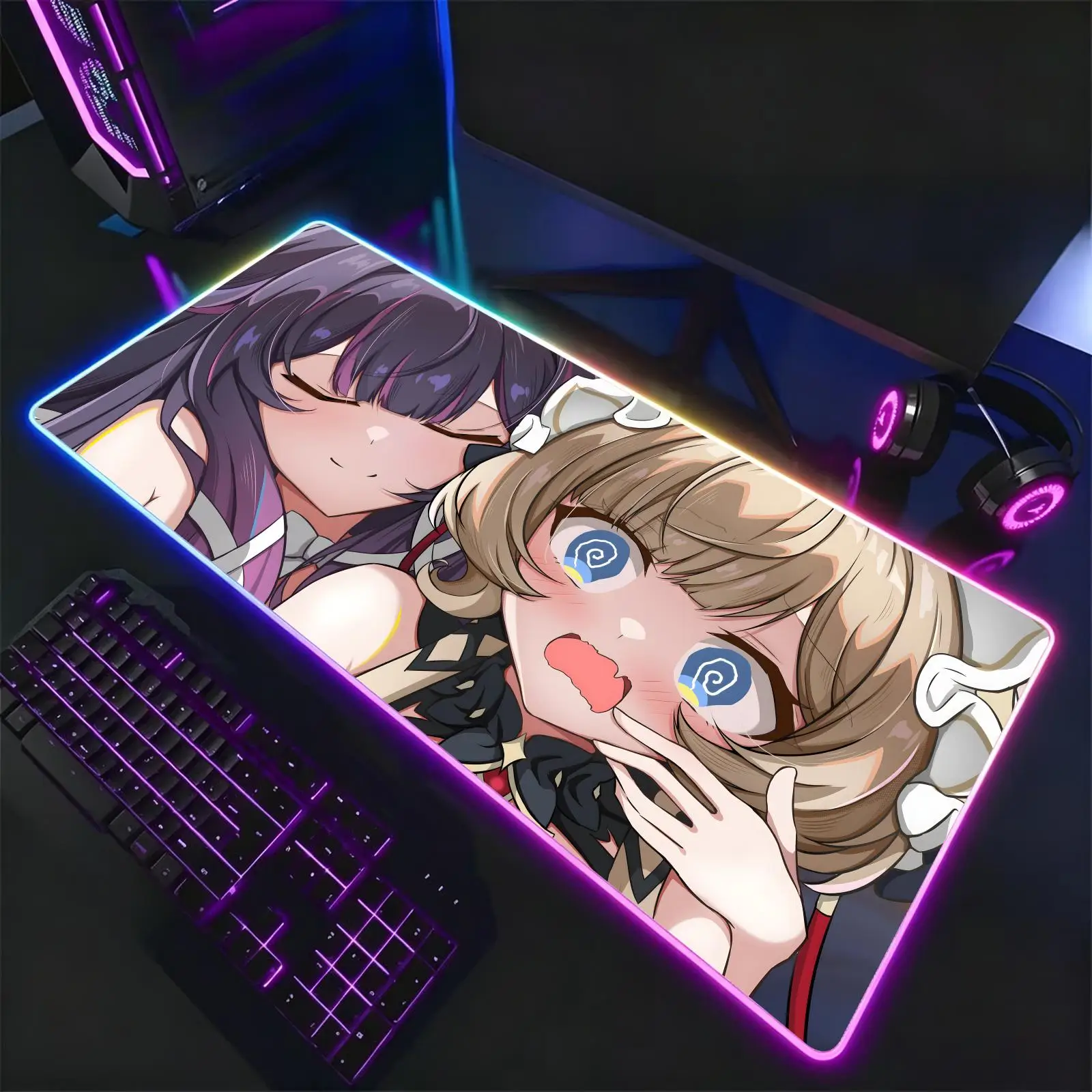 Mouse Pad RGB Color Changing Gaming Mouse Pad, Stitched Edges, Genshin Impact Sandrone XXL Large Keyboard Desk Mat