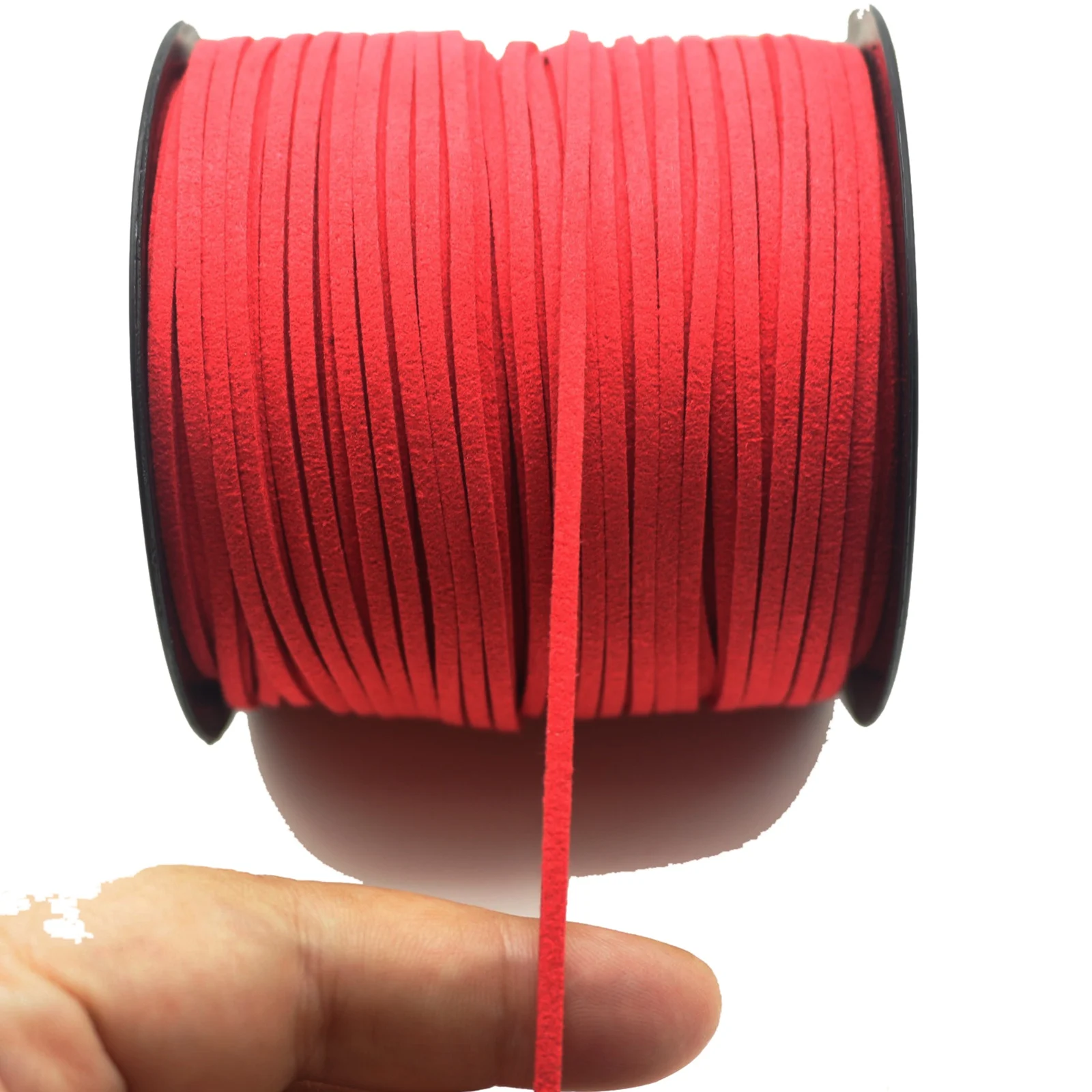 100 Yards Red Faux Suede Flat Leather Cord Lace String 2.6mm  with Roll Spool for Necklace Bracelet Beaded DIY Handmade Crafts