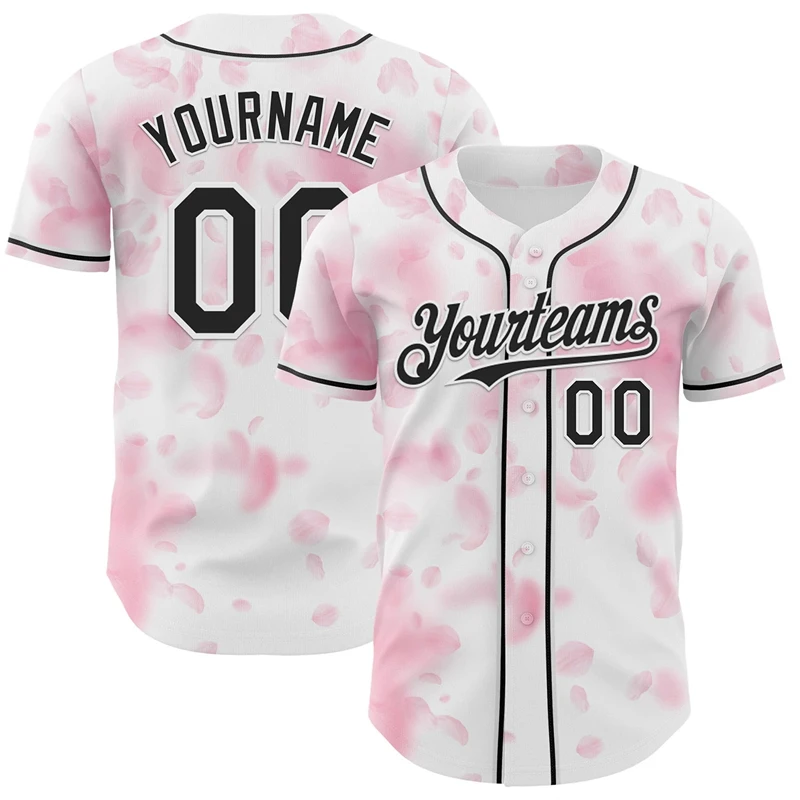 Gepersonaliseerde honkbaltrui uit de Cherry Blossom-collectie, aangepaste teamnaam, nummer, kleur, honkbalshirt voor heren, dames, bijpassende tops