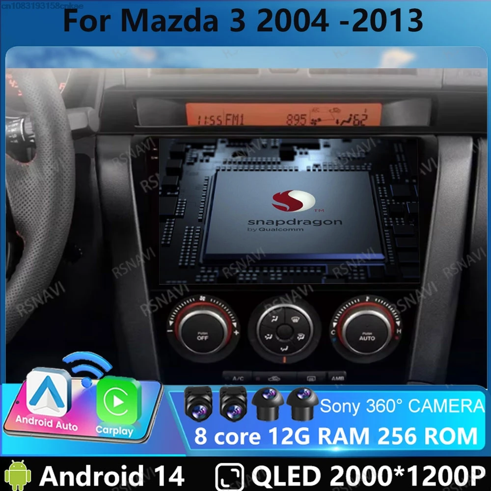 

Andoird 14 Car Radio For Mazda 3 2004 -2013 DSP Navigation Wireless Carplay Auto Stereo DVD Multimedia 4G LTE 5G WIFI 2 DIN BT