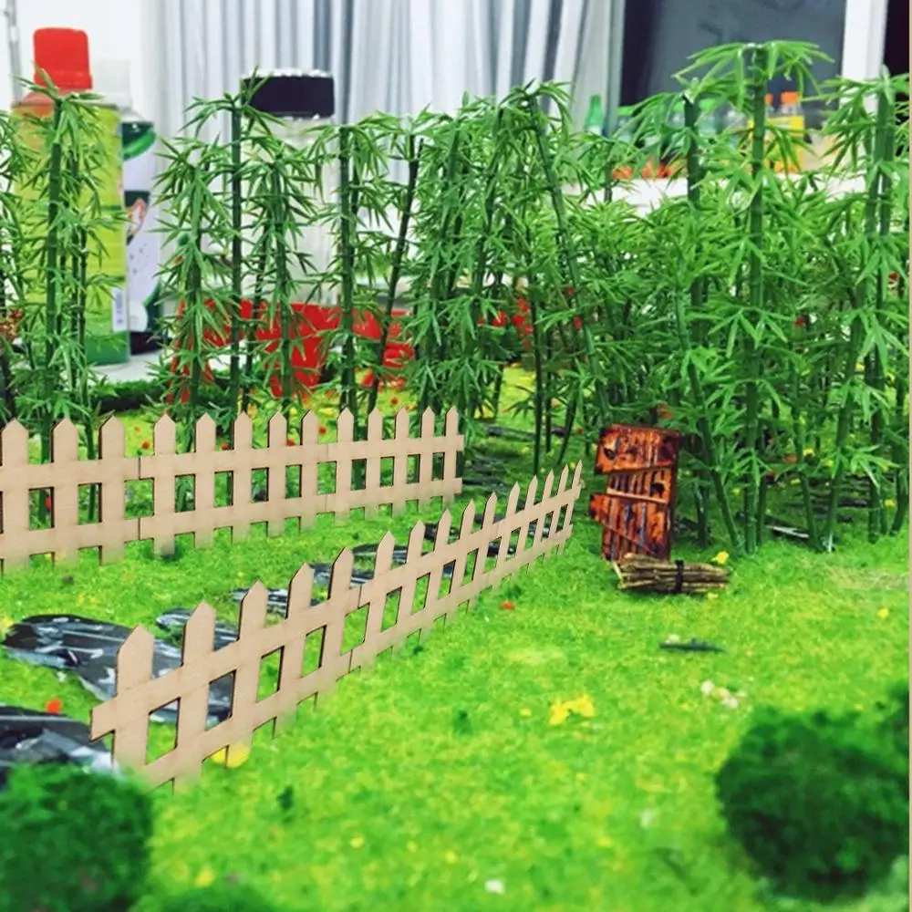 100Pcs Miniature Fairy Garden Ornament Fence Wood Picket Fence for Dollhouse Figurine Plant Pot Bonsai Planter DIY Diorama
