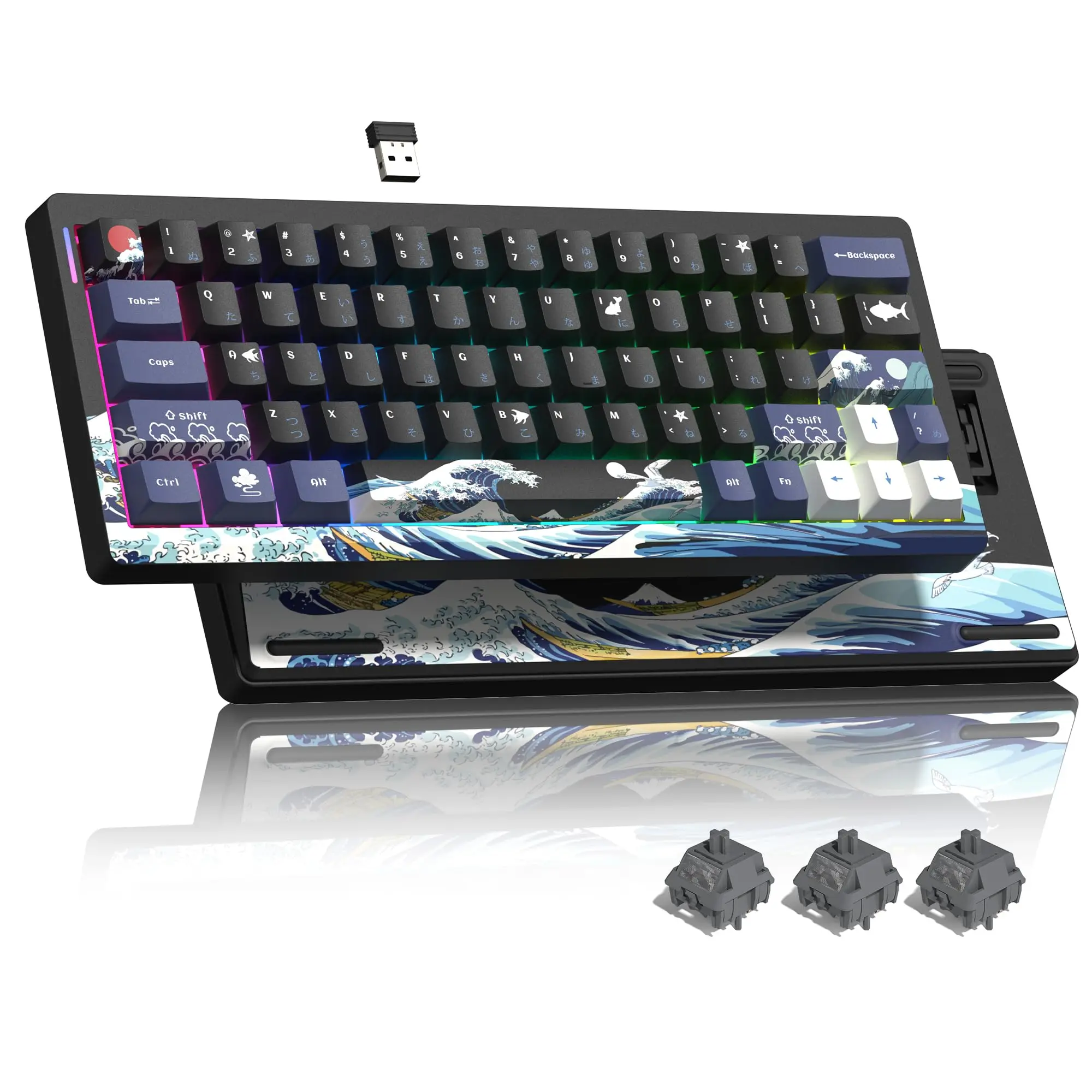 

Womier Q61 60% Wireless Mechanical Keyboard Hot-Swappable Gasket 3-Mode VIA/QMK Programmable RGB Backlit Custom Gaming Keyboard