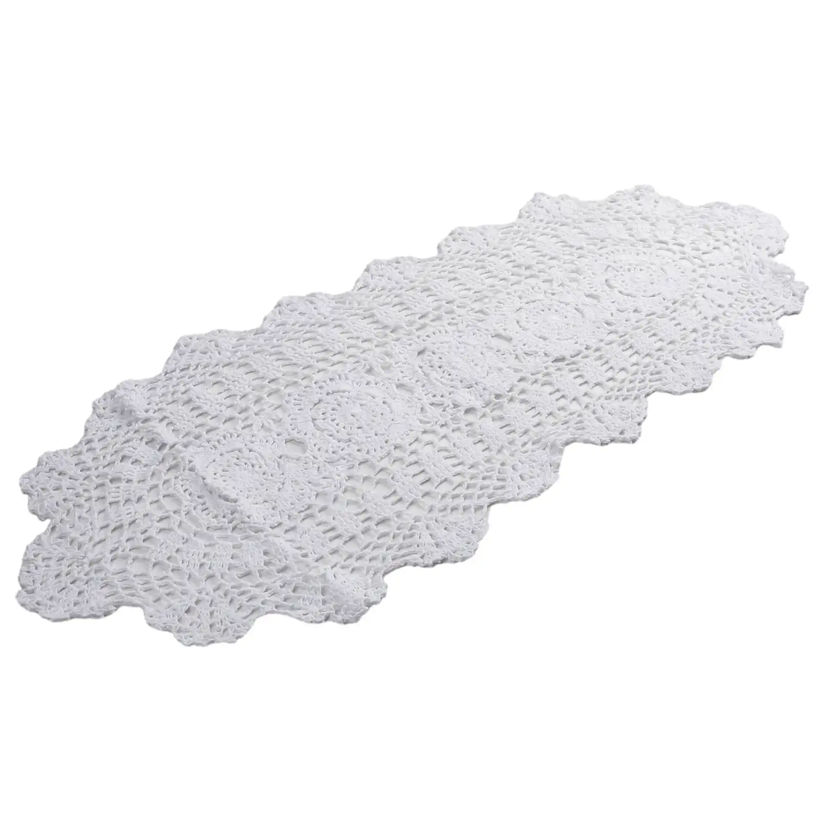 Cafe Shop Furniture Table Runner Vintage 30x80cm Cotton Crocheted Dining Table Floral Hotel Lace Oval Restaurant