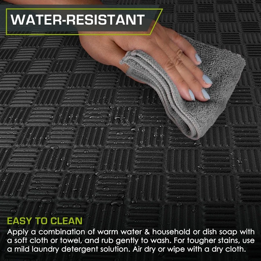Exercise Puzzle Mat ½ in Checkered EVA Foam Puzzle Floor Mat with Detachable Interlocking Foam Tiles Gym Flooring for Cushioned