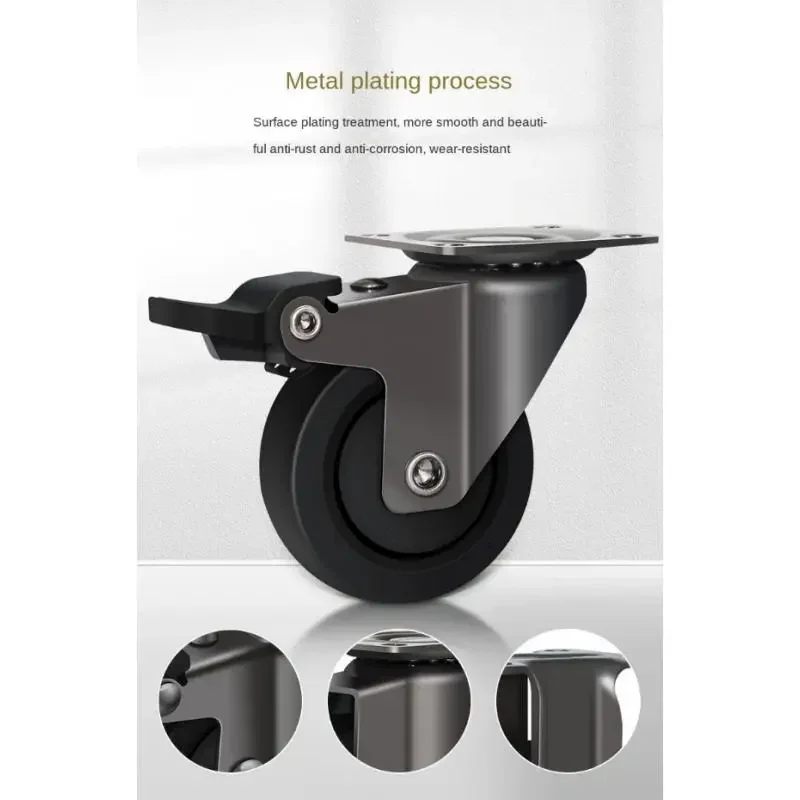 4 Pcs 1.5-Inch Medium Light Duty Universal Silent Casters with Brakes, Energy-Saving and Durable Directional Wheels