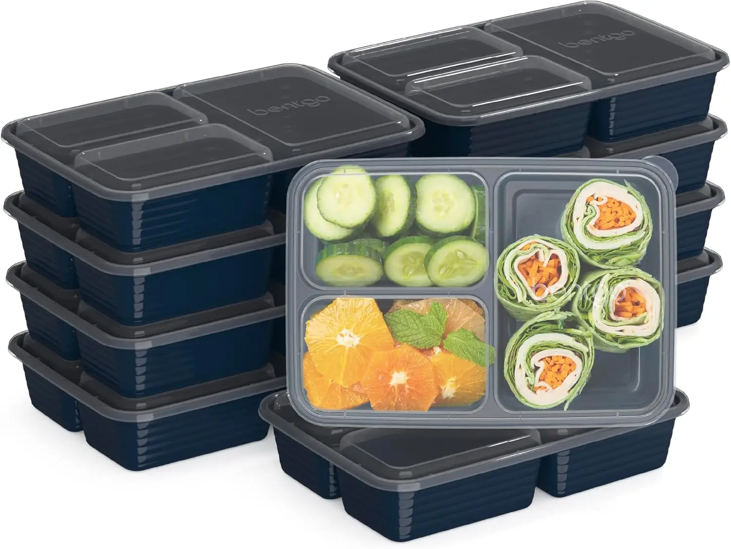 20-Piece Reusable Meal Prep Containers with Lids, PFAS & BPA Free, Microwave, Freezer, Dishwasher Safe (Navy Blue)