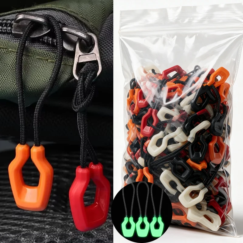 Luminous Zipper Pull Rope Glow in The Dark Zipper Head Anti-lost Backpack Clothes Jackets Slider Repair Sewing Tool Wholesale