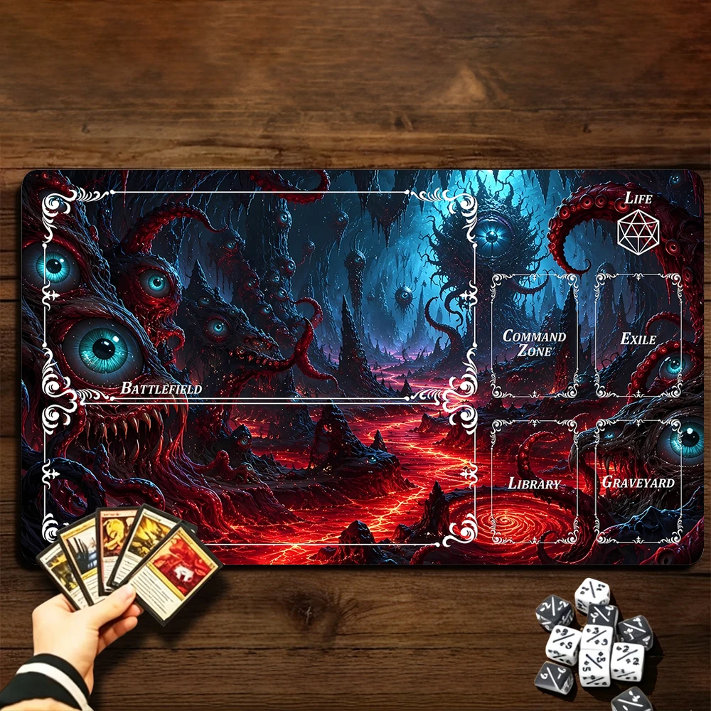 Giant-Eye Swamp TCG Playmat Magic Playmat Gathering Gaming Mat with Stitched Edge Anti-slip base 60X35cm Trading Card Game