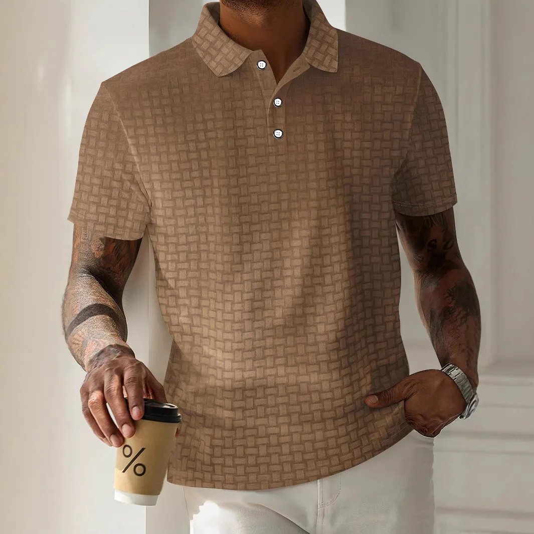 

Men's summer jacquard corduroy Polo shirt - casual business short-sleeved, loose-fitting, comfortable and breathable with chest
