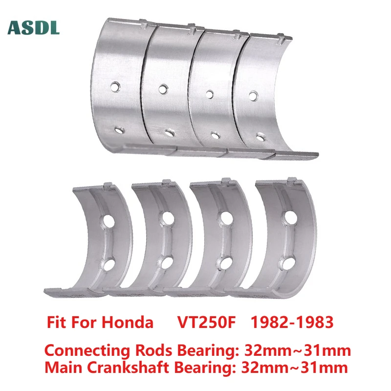 

32mm 31.75mm 31.5mm 31.25mm STD 0.25 0.5 Motorcycle Connecting Rod and Crankshaft Tile Bearing Kit for Honda VT250F 1982 1983