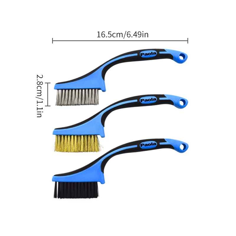 3 stainless steel wire brushes, copper wire brushes, nylon brushes, cleaning brushes, rust removal and stain removal steel brush